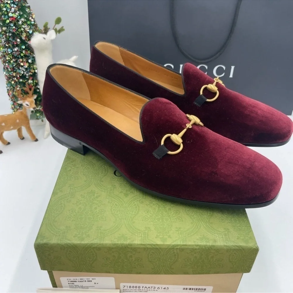 Men’s Gucci velvet horse bit dress loafers size 9.5 fits 10.5 US made in Italy
